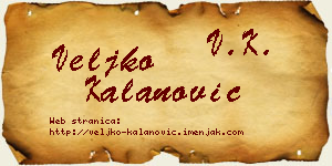 Veljko Kalanović vizit kartica
